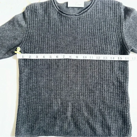 Pearls & Cashmere Women’s Textured Charcoal Grey Silk Cashmere Tee- Size Large - Picture 6 of 8